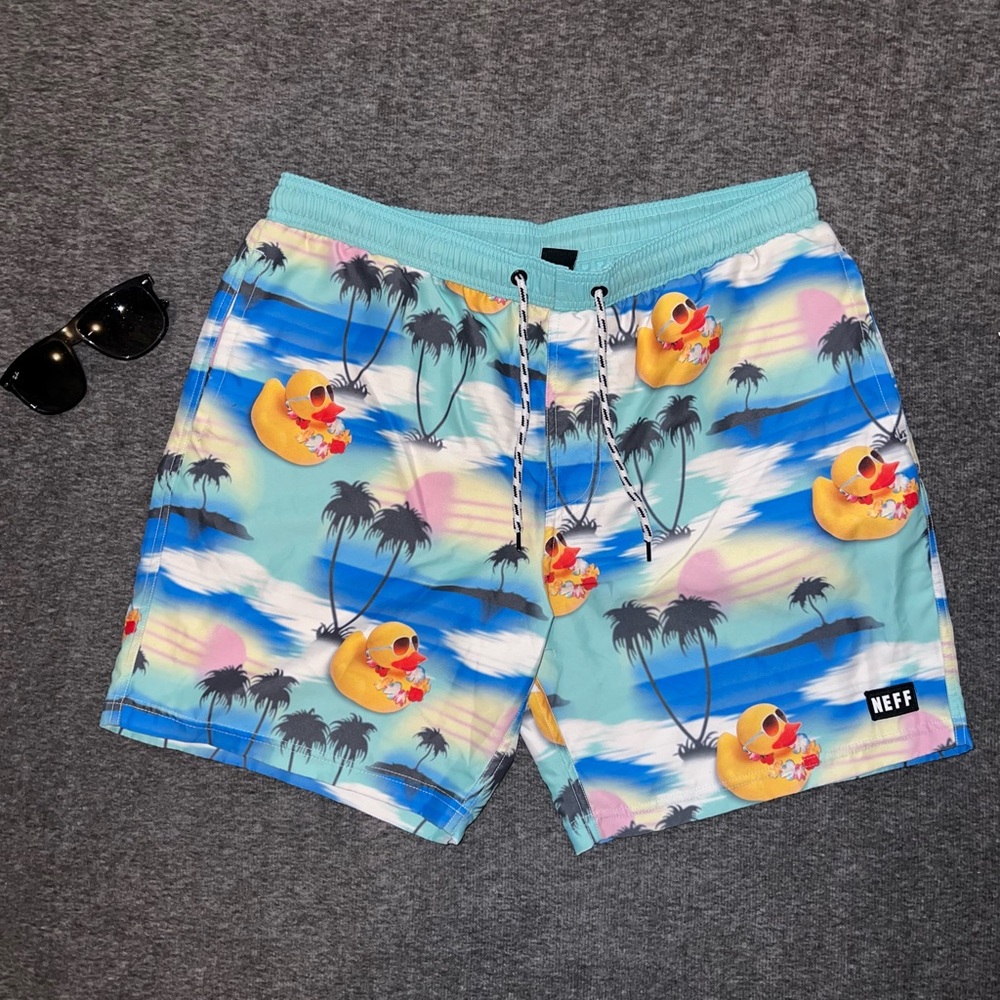 Neff Tropical Swim Shorts with Duck Print